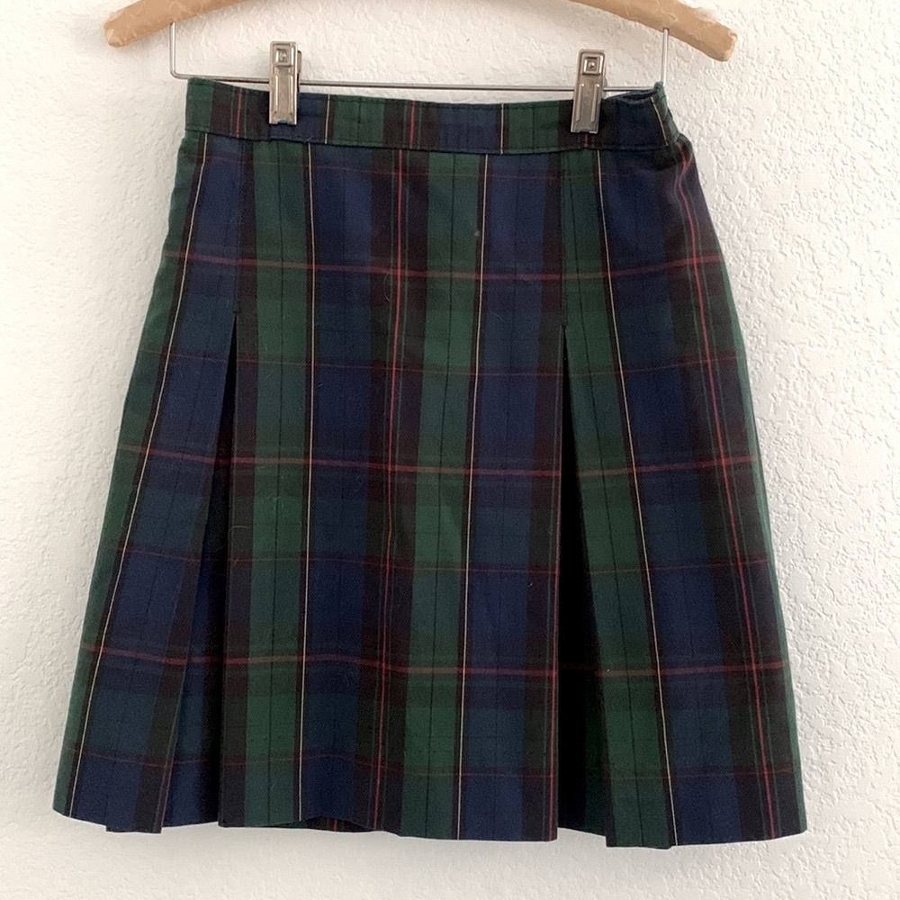 SKIRT PLEATED PLAID TARTEN ELASTIC BACK WAISTBAND SCHOOLGIRL  SIZE 7